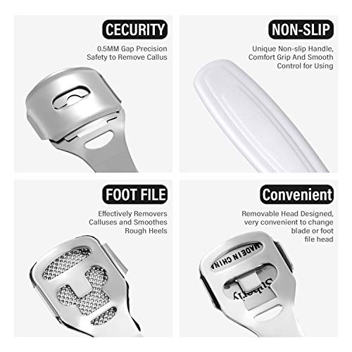 Stainless Steel Callus Shaver & Foot File Set with 50 Blades (52 Pcs)