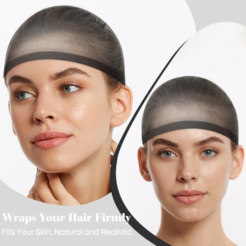 Black Wig Cap for Women & Men - 6 Pack Ultra-Thin Breathable Mesh Stocking Caps Variation of 6P/Black