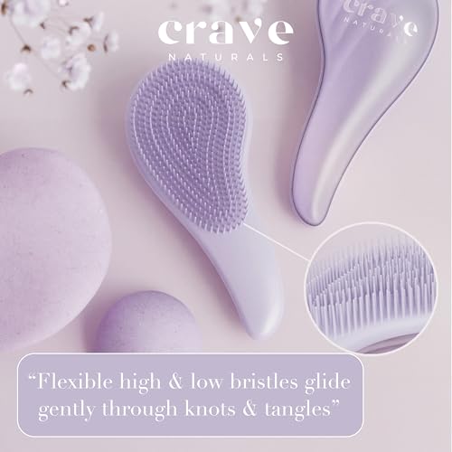 Crave Naturals Large Purple Detangling Hair Brush for All Hair Types, Kids & Toddlers