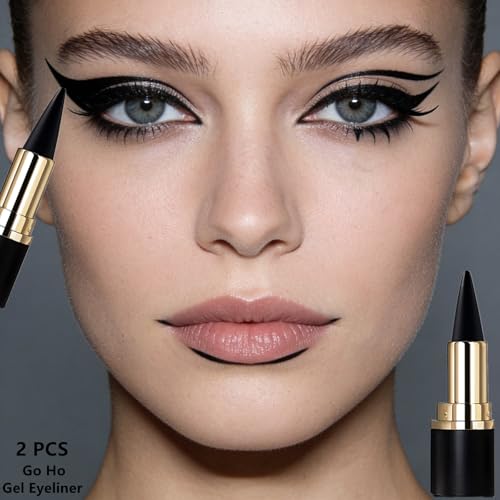 Black Gel Eyeliner Stick Set, 2 PCS Waterproof Eye Liner