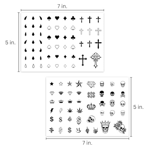 Los Vatos Finger and Face Temporary Tattoos - Chicano Cholo Chola Finger Tattoos For Men and Women. Small Cross, teardrop, Gangsta Tears, Thug Prison Fake Tattoos for Halloween, Tatuajes Temporales