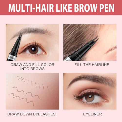 LAVONE Waterproof 2-in-1 Eyebrow Pencil with Brush - Black