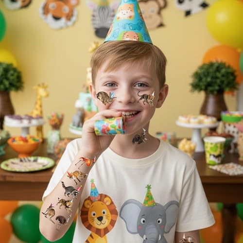 Jungle Animal Temporary Tattoos for Kids | Wildlife Party Favors