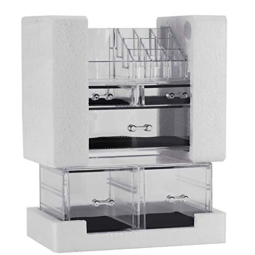 Sooyee Makeup Organizer,Acrylic Cosmetic Organizer Storage Drawers Jewelry and Cosmetic Display Cases Box(5 Drawers 7 Tiers) 3 Pieces Stackable,Clear