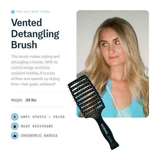 Gimme Beauty Vented Detangling Brush - For All Hair Types - Wet & Dry Hair Brush - Heat-Resistant Bristles for Quick Drying & Styling