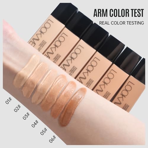 LAMUSELAND Full Coverage Foundation Makeup, Matte Liquid Waterproof Long-lasting Oil-free Foundation Stick Concealer for All Skin (02, M)