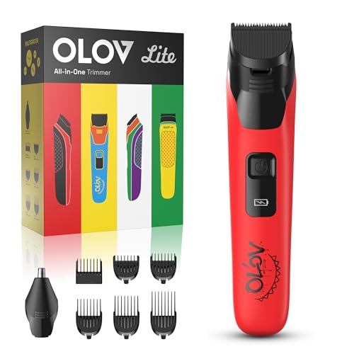 Electric Beard Trimmer for Men,Nose Hair Trimmer & Electric Razor 10-in-1 Grooming Kit Cordless Shaver Gift-Ready for Men(Red)