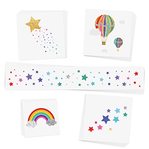 Rainbow Metallic Kids Temporary Tattoos Set (25 Pack)