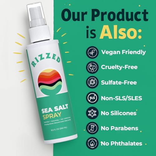 Rizzed Sea Salt Spray for Hair - 8.5oz Texturizing Spray with Castor Oil