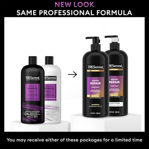 TRESemm? Shampoo and Conditioner, Keratin Repair ? Bond Repair Hair Treatment, Frizz Control, 28 Oz Ea