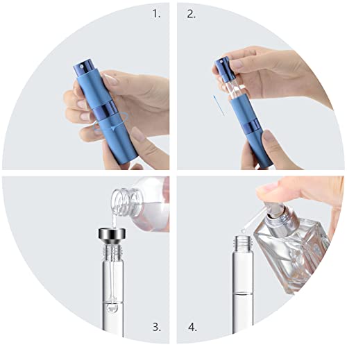 Lil Ray 8ml Portable Mini Perfume Atomizer Set - Refillable Travel Spray Bottles (4 Pack)