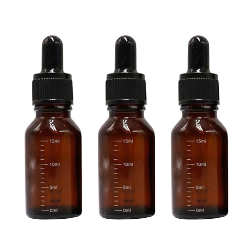 3Pcs 15ml Amber Glass Dropper Bottles Essential Oil