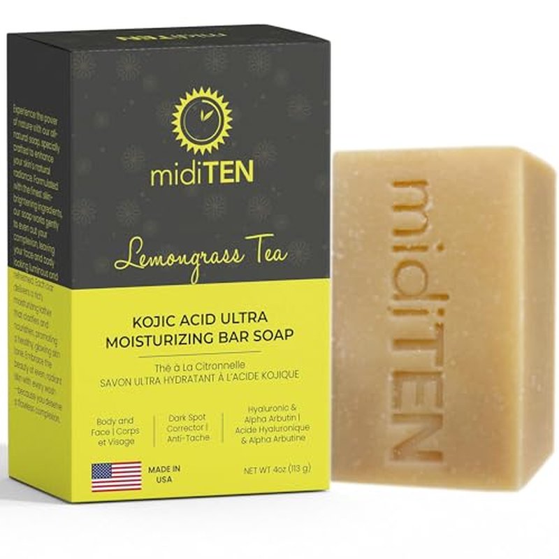 Kojic Acid Dark Spot Corrector Bar Soap ? With Alpha-arbutin, Hyaluronic Acid, Coconut Oil, Lemongrass Oil ? For All Skin Types ? Ultra Moisturizing ? All-Natural Ingredients (4OZ)