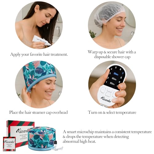 VICARKO Hair Steamer Cap with 10 Heat Settings & Timer