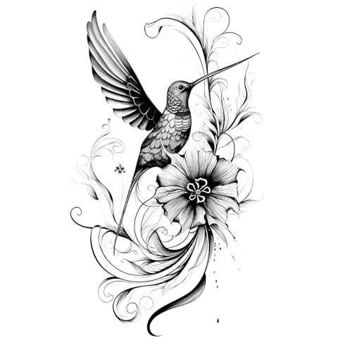 Hummingbird Flower Temporary Tattoos - 6 Pack