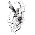 Hummingbird Flower Temporary Tattoos - 6 Pack
