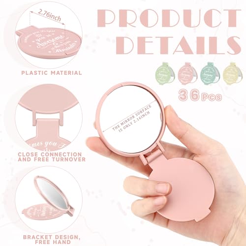 36 Pack Inspirational Pocket Mirror Bulk Compact 2.76 Inch
