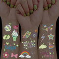 Glow in Dark Temporary Tattoos Adult - 126 PC; Festival Vibe Birthday Party Supplies, Great Vibes Disco Groovy Tattoos, Smiley Decorations, Y2K Decor, Flower Power Birthday Party Supplies