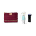 LAURA GELLER NEW YORK Spackle Makeup Primer, Hydrate + Retractable Airbrush Kabuki Brush + Quilted Makeup Bag with Brush Case, Burgandy