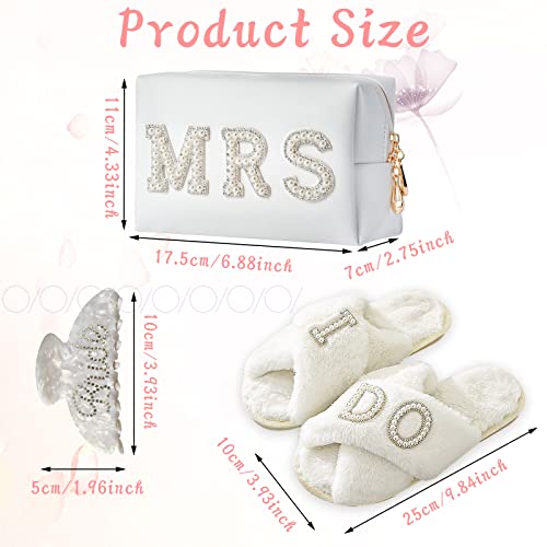 Bride to Be Gift Set - Makeup Bag, Slippers & Hair Clip