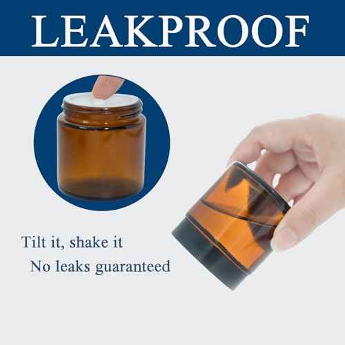 4Oz Amber Small Glass Jars with Lids, 3Pack Lotion Container, Cosmetic Containers, Little Travel Jars for Creams with Mini Spoon