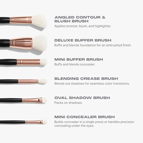 Morphe Rose Away 6-Piece Makeup Brush Set with Case