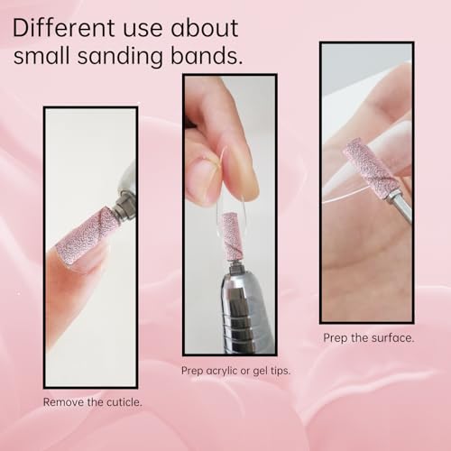 240 Grit Small Sanding Bands for Nail Drill - 100 Pcs with Mandrel