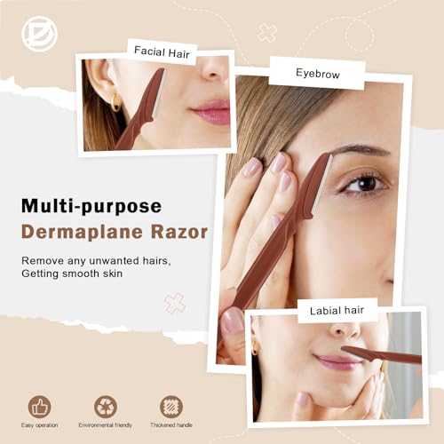 6 Pcs Face Razors for Women with Protective Caps - Eyebrow & Dermaplane Tool Set - Neutral Pack of 6