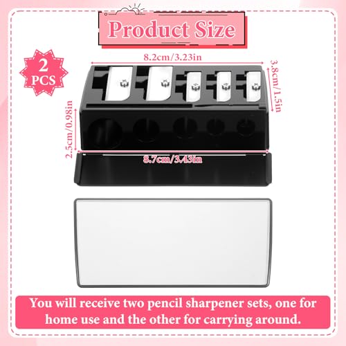 2-Pack 5-Hole Cosmetic Pencil Sharpener with Lid for Eyeliner & Lip Liner