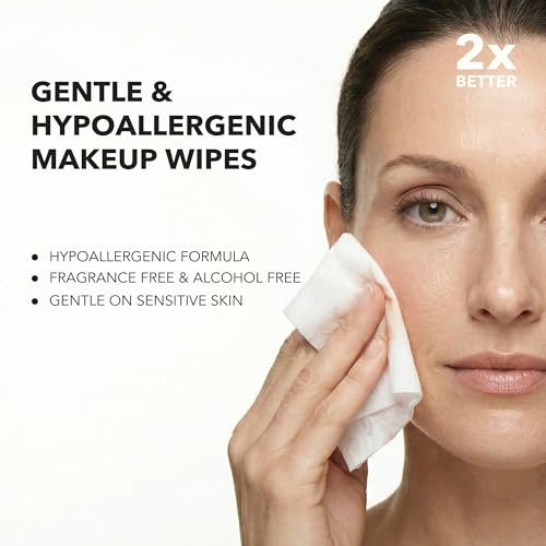 mivida 500 Count Hypoallergenic Bulk Individually Wrapped Makeup Remover Wipes with Vitamin E | Dermatologist Tested | Alcohol-Free, Fragrance-Free makeup wipes | bulk makeup wipes