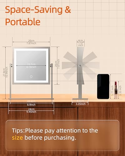 Ruacq Rechargeable Vanity Mirror with Lights, 1X/10X Magnifying
