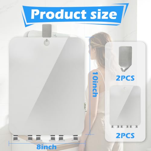 Fogless Shower Mirror with Razor Holders - 2 Pack, 10" x 8"