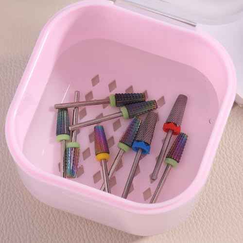 Nail Tool Sterilizer Box Plastic Disinfectant Container for Nail Art Accessories Tools, Portable Nail Drill Bits Sterilizer Tray with Strainer, Soaking Tray Clean Box Manicure Equipment