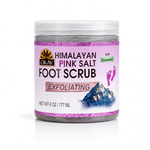 OKAY Himalayan Pink Salt Foot Scrub - Natural Body Exfoliator - 6 oz