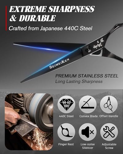 SEIMEIKEN 6-Inch Professional Hair Cutting Scissors Kit - 440C Japanese Steel