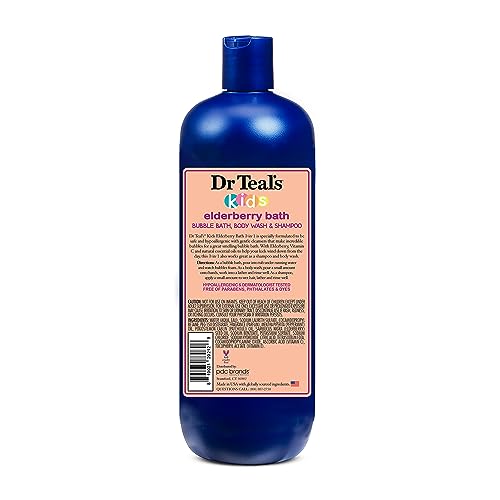 Dr Teal's Kids 3-in-1 Elderberry Bath: Bubble Bath, Body Wash & Shampoo, 20 fl oz.