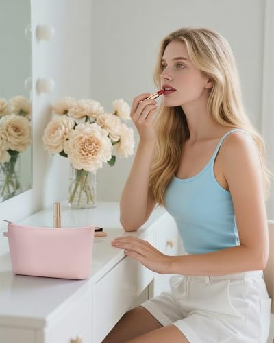 WANDF Compact PU Leather Makeup Bag - Small & Water-Resistant
