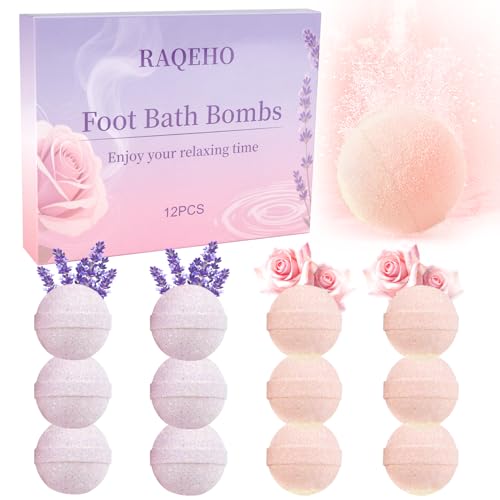 12-Piece Foot Bath Bombs - Rose & Lavender Foot Soak for Dry Cracked Feet
