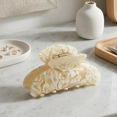 Mistofu Acetate Hair Claw Clip 3.93 inch Ivory White