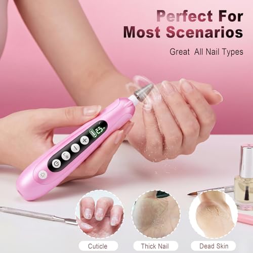 Cordless Electric Nail Drill - Rechargeable, 10 Speed, Low Noise