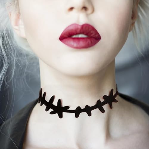 30 Sheets Halloween Stitches Tattoo Stickers Stitches Choker Necklace Fake Scar Temporary Tattoos Sticker for Halloween Cosplay Costume