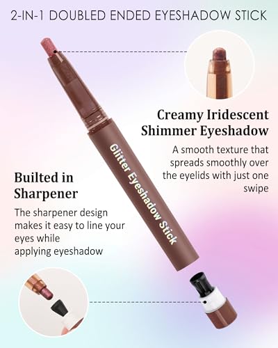 Brown Cream Eyeshadow Stick with Built-In Sharpener, Waterproof Eye Makeup