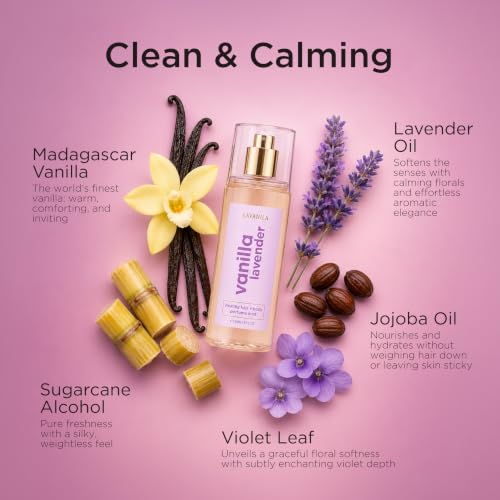 Lavanila Vanilla Lavender Hair & Body Mist 5 Oz - Calming Organic Fragrance for Women