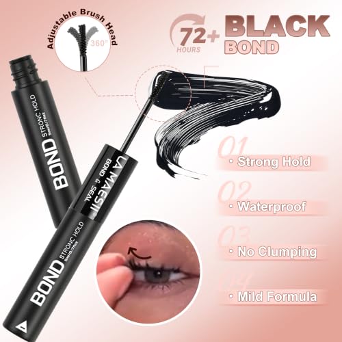 LA MAESII Lash Cluster Glue Bond Seal 2-in-1 Waterproof Lash Adhesive, Black