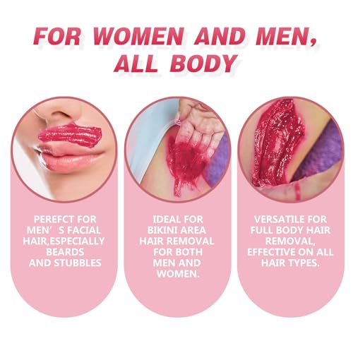 Hard Wax Beads for Hair Removal, 3lb Bulk Professional Brazilian Waxing Beads for Sensitive Skin Women Men, 48oz Big Bag of Wax Pellets for Body Bikini Legs Fine Hair & Coarse Hair Strawberry Red