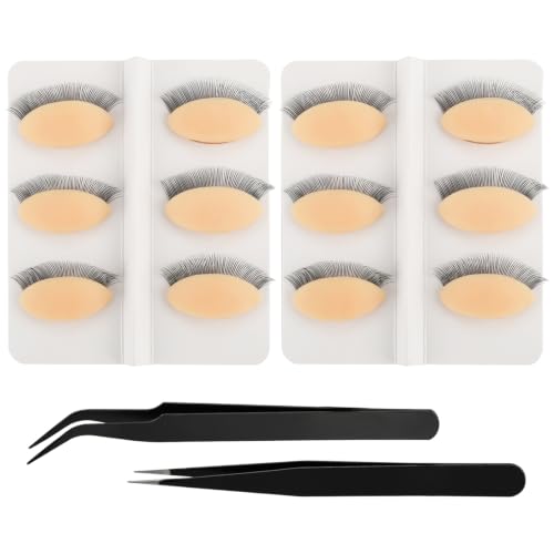 12pc Silicone Mannequin Eyelids with Lashes for Makeup Training