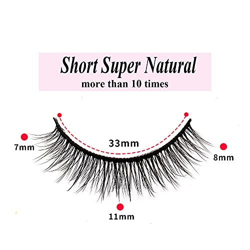 6D Wispy Short Lashes 10 Pairs - Natural Look, Reusable Fake Eyelashes