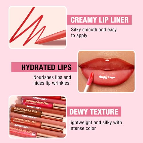Jolilab 12-Color Matte Lip Liner Set with Lip Oil