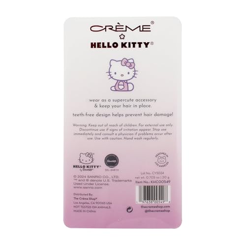 The Cr?me Shop X Hello Kitty Hair Clips - Crease-Free, Comfortable, Teeth-Free Design, Prevents Hair Damage, Cruelty-Free, Vegan, Limited Edition (Pack of 4)
