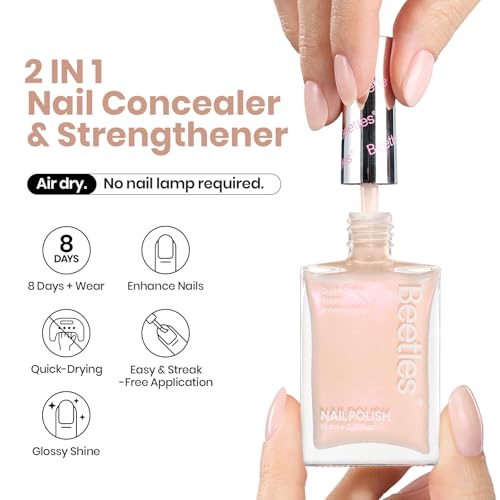 Beetles Incognito Nail Strengthener & Growth Concealer - Pink White Gel Polish - 2-in-1 Nail Care